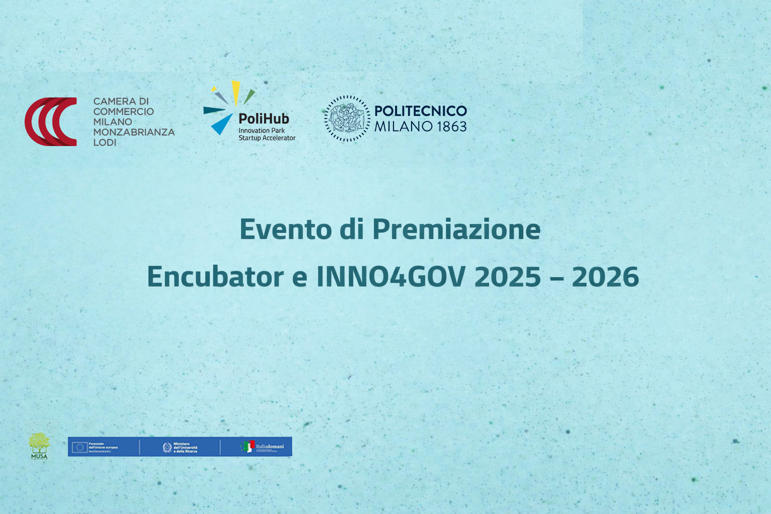 Evento di premiazione Encubator e Inno4Gov 2025 - 2026